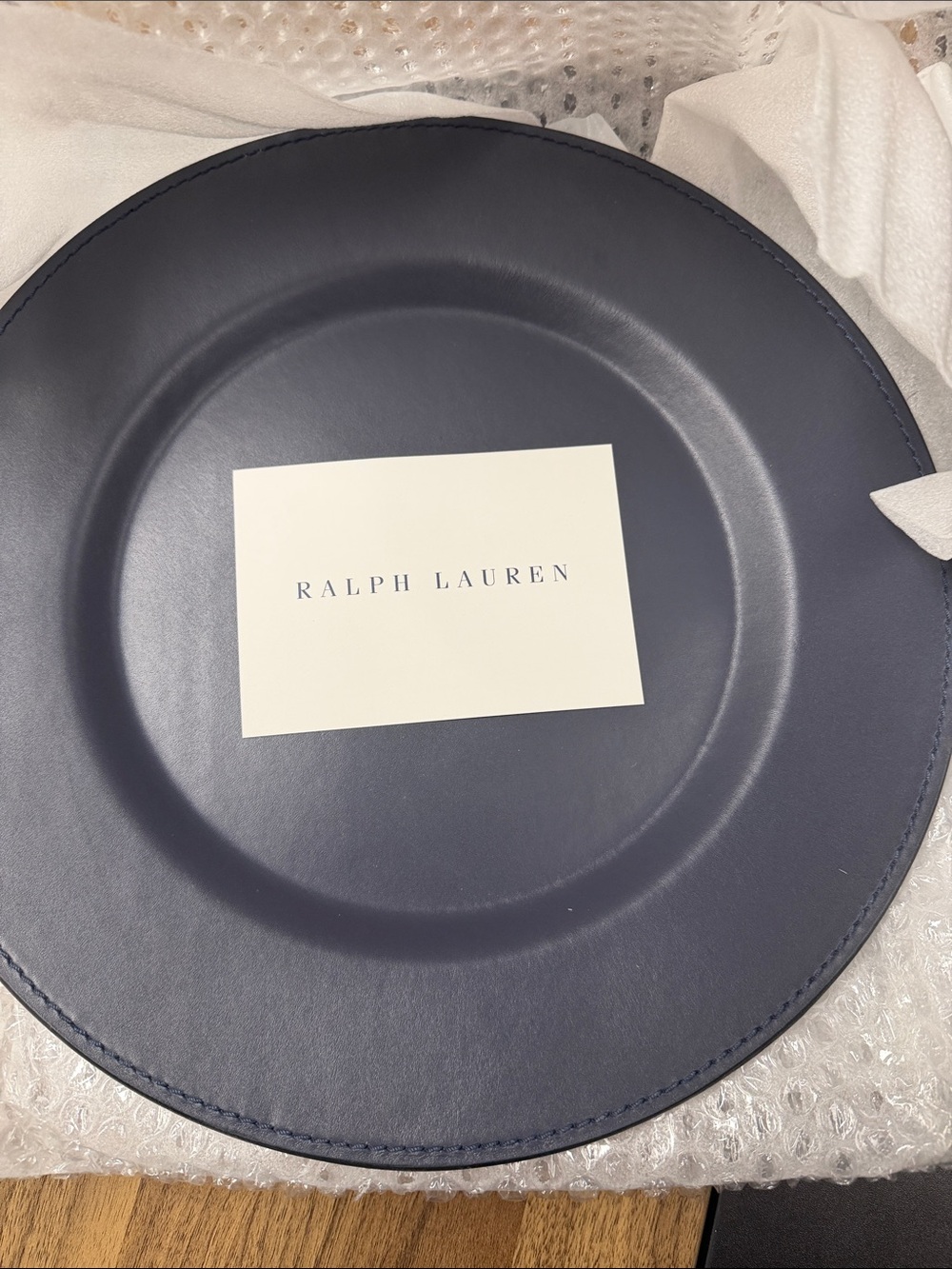 2 Ralph Lauren Midnight leather blue chargers